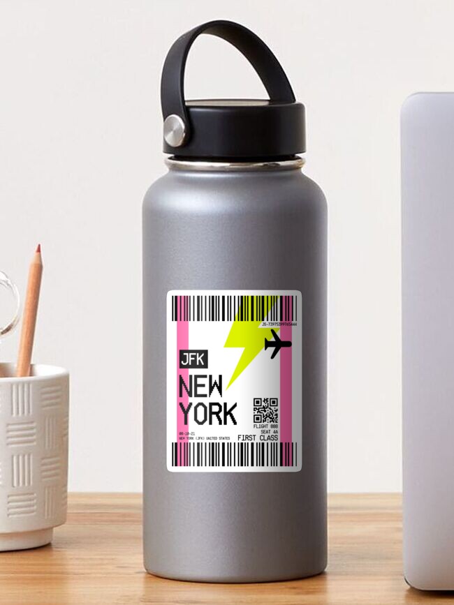 Thumbnail 1 of 3, Sticker, NEW YORK plane ticket designed and sold by juliasantos5.