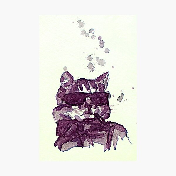 Cigarette Cat Wine Painting Photographic Print