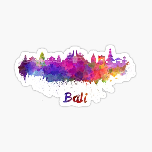 Bali skyline in watercolor Sticker