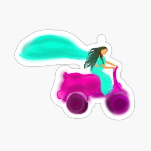 "girl on the scooter" Sticker for Sale by MonsoonMastani Redbubble