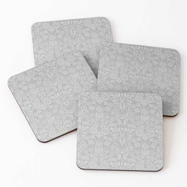 William Morris Sunflower Design Elegant Dove Grey Vintage Pattern Coasters (Set of 4)