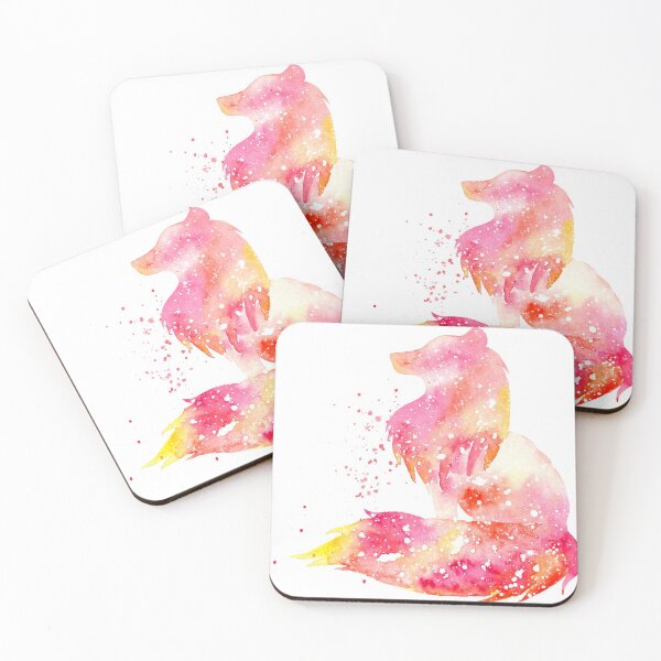 Item preview, waterclor fox red pink vulpix evee pride spirit painting animal designed and sold by korakai.