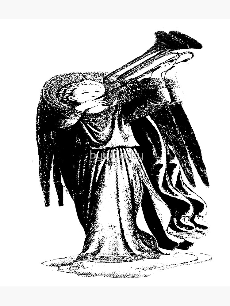 Thumbnail 3 of 3, Sticker, Angel with Trombone? designed and sold by bywhacky.