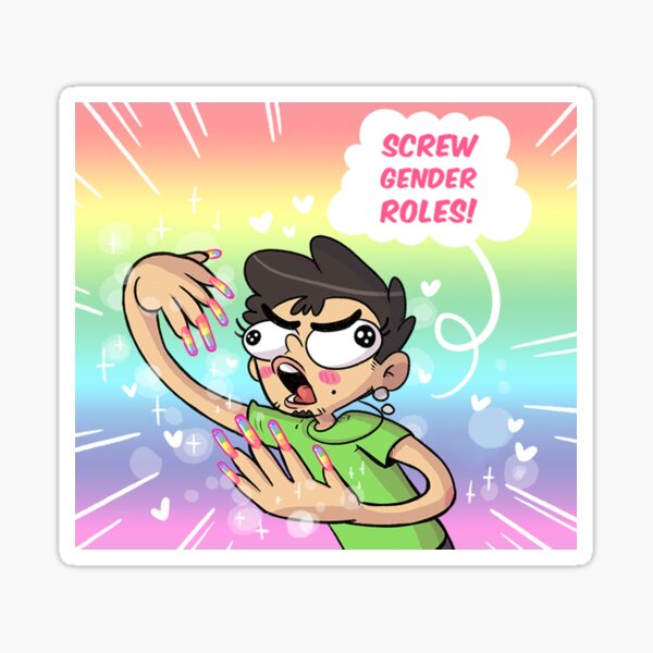 Screw Gender LGBT Roles Comic Rainbow Design Sticker