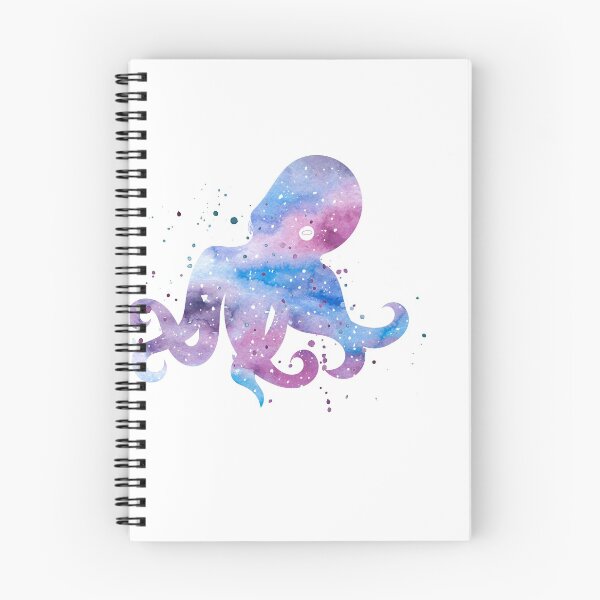 Item preview, watercolor octopus purple blue blurple squid splatter painting spirit animal galaxy abstract designed and sold by korakai.