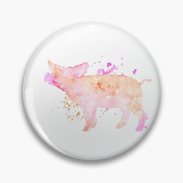 Item preview, watercolor pig sillhouette pink porker piglet splash painting galaxy designed and sold by korakai.