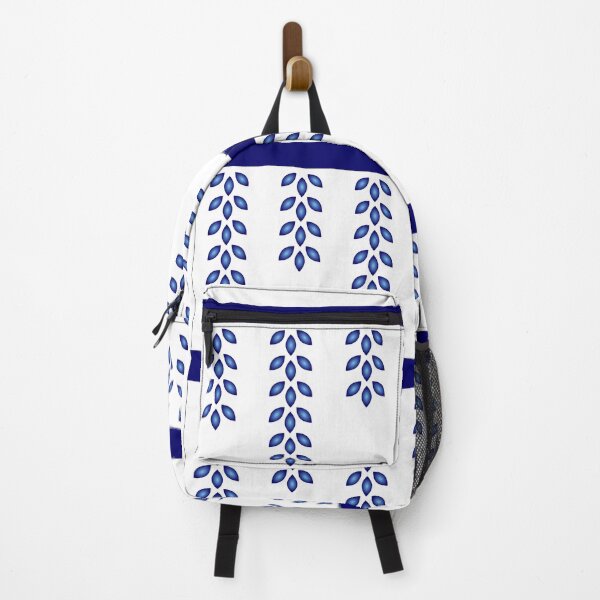 Item preview, White Gzhel Polish Pottery Inspired Blue Leaves Pattern designed and sold by QuidnuncDesigns.