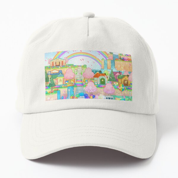 Rainbow City Island Illustration Videogame Dad Hat