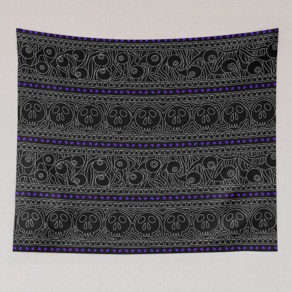 Item preview, Squiggly Skulls & Eyeballs Purple - Spooky designed and sold by OddPop.