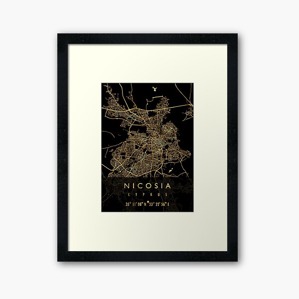 NICOSIA MAP CYPRUS Framed Art Print