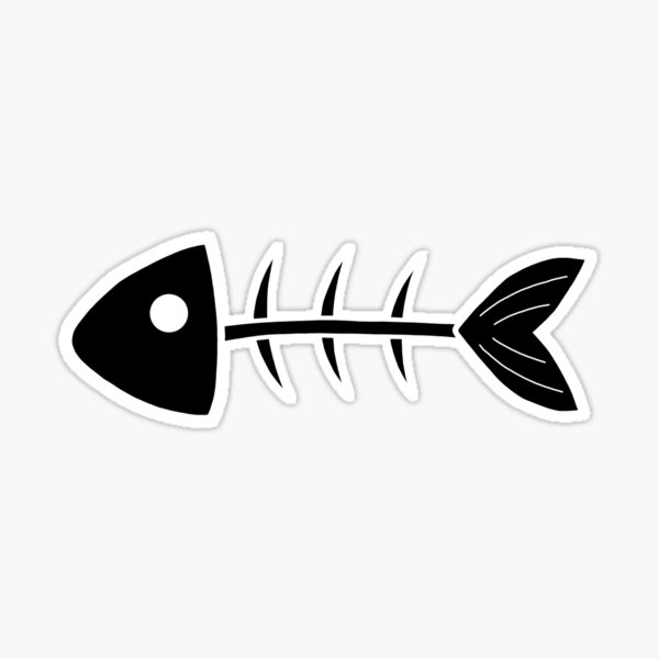 Fish Bones - Black Sticker for Sale by xfoxpaws