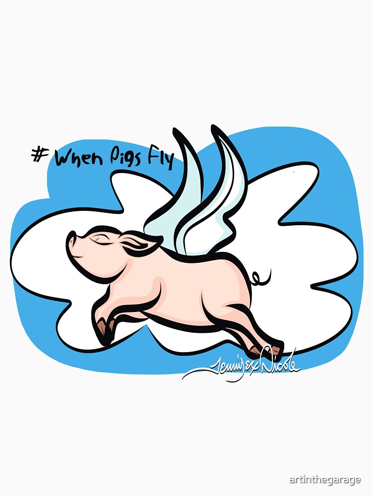 Thumbnail 7 of 7, Essential T-Shirt, #When Pigs Fly by Art In The Garage designed and sold by artinthegarage.