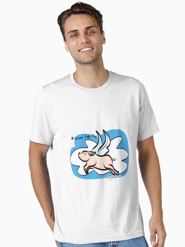 Thumbnail 1 of 7, Essential T-Shirt, #When Pigs Fly by Art In The Garage designed and sold by artinthegarage.