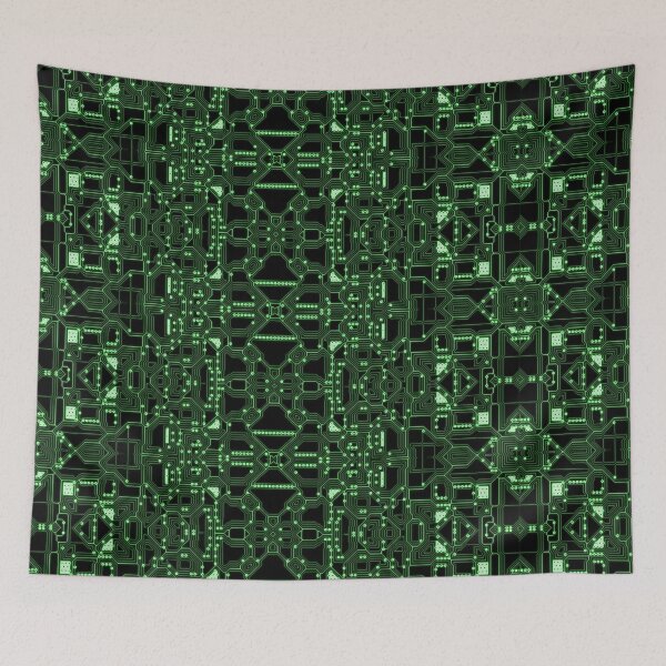 Item preview, Printed Circuit Board Pattern With Green Neon Tracks designed and sold by Phantasmal-2-do.