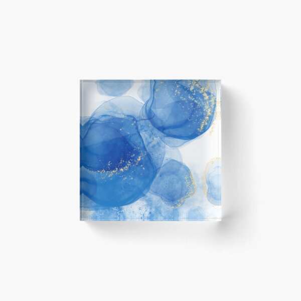 Aperçu de l'œuvre Bleu avec de l'art à l'encre d'alcool d'or créée et vendue par SMillustrations.