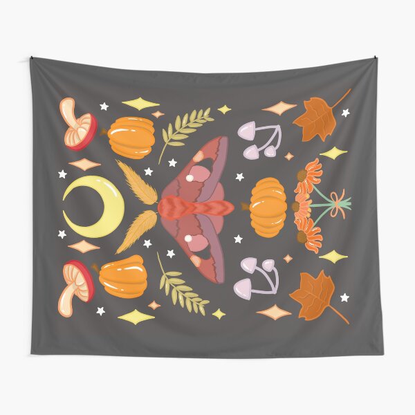 Autumn Moth & Mushrooms Tapestry