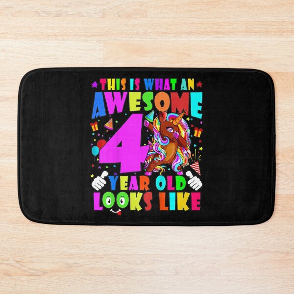 Item preview, Kids Awesome 4 Year Old Girls Birthday Dabbing Brown Skin Unicorn  designed and sold by FelixRiojas.