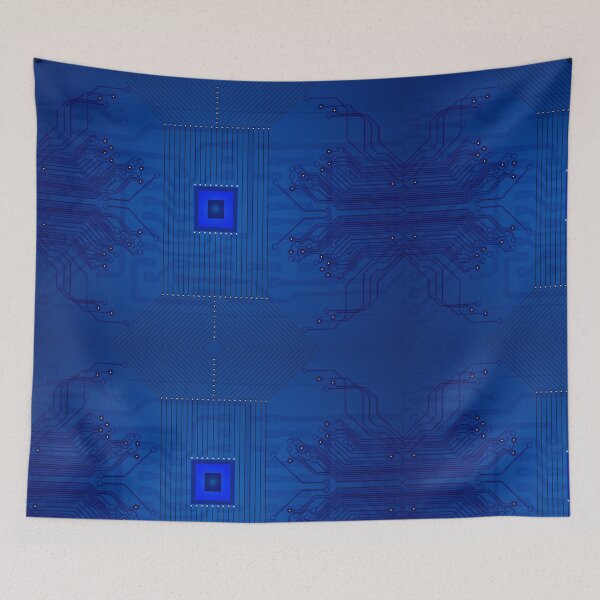 Item preview, Printed Circuit Board Pattern With Blue Neon Tracks designed and sold by Phantasmal-2-do.