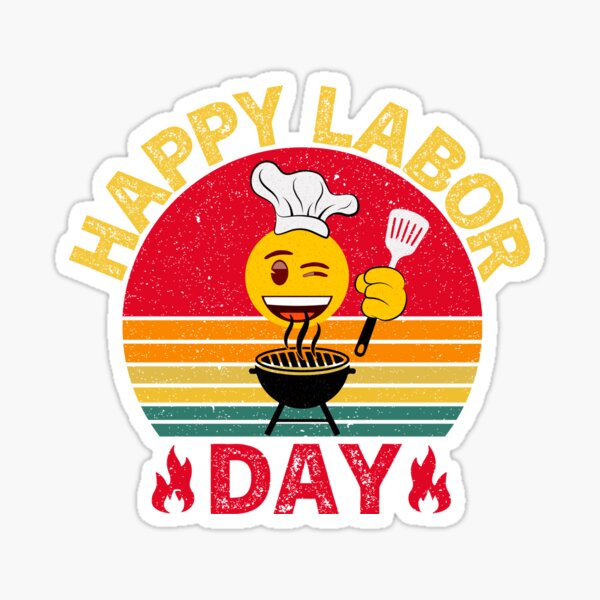 "Happy Labor Day Emoji BBQ Grillin'" Sticker for Sale by IslandFella1 Redbubble