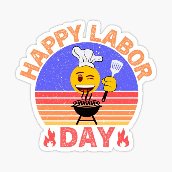 Happy Labor Day Emoji BBQ Grillin'" Sticker for Sale by IslandFella1 |  Redbubble