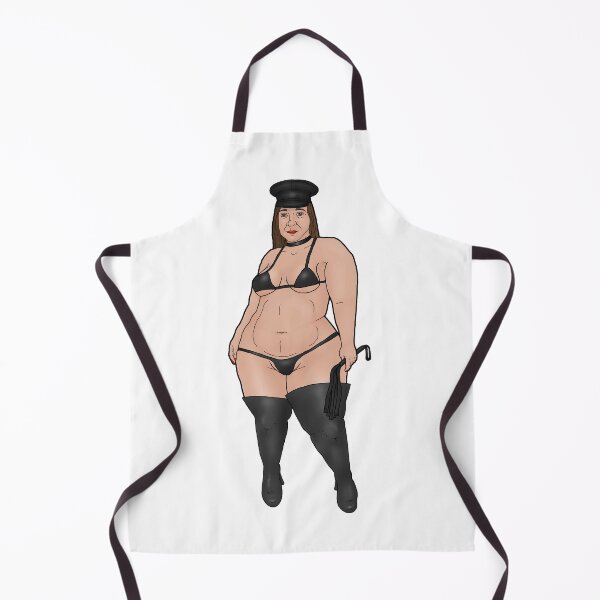 Item preview, BBW dominatrix with a pear-shaped figure in a bikini with a whip designed and sold by PinUpsandPulp.