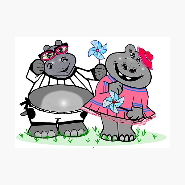 Item preview, Hippos with windmills designed and sold by Shirley cute art .