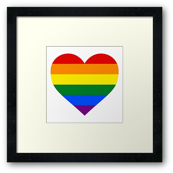 Gay Pride Flag Heart Shape Framed Prints By Seren0 Redbubble