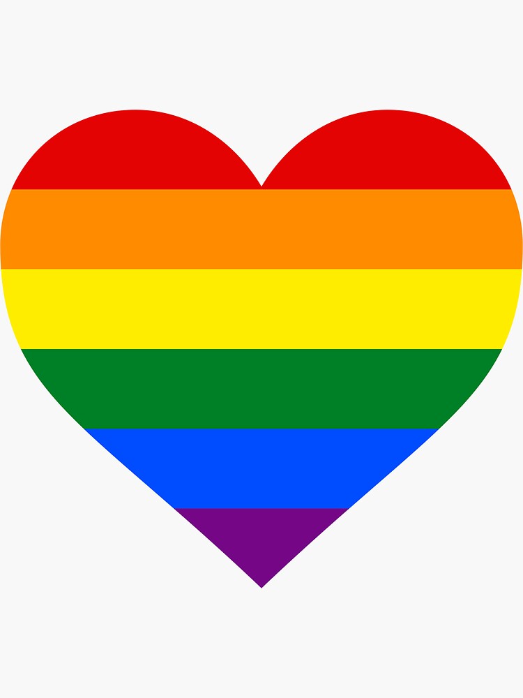 gay pride flag heart shape sticker by seren0 redbubble