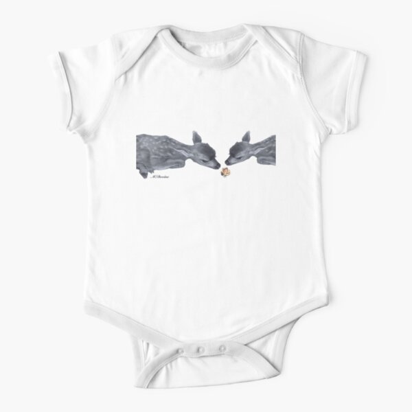 Two Deer and a Rose Short Sleeve Baby One-Piece