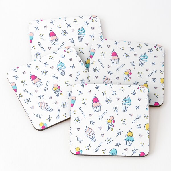 Item preview, Ice cream and botanical seamless pattern on White background, Ice Cream Pattern designed and sold by graphic-genie.