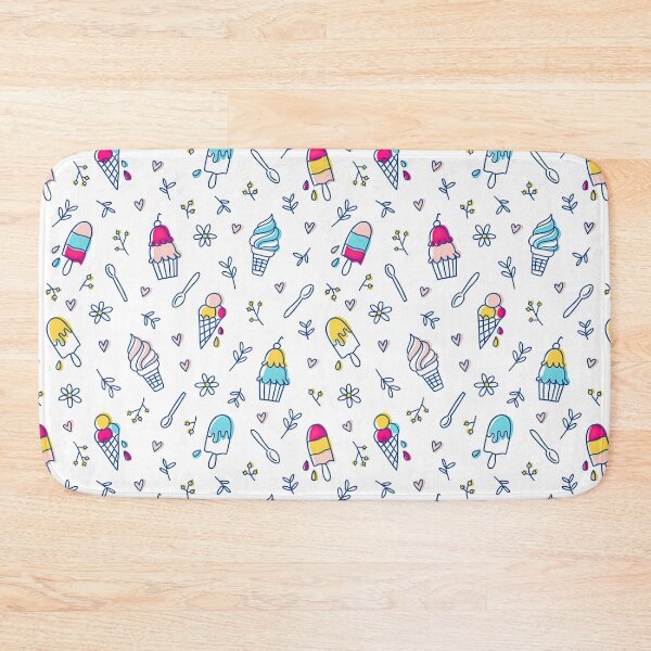 Item preview, Ice cream and botanical seamless pattern on White background, Ice Cream Pattern designed and sold by graphic-genie.