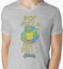 Pop Pizza Not Pills T-Shirt mit V-Ausschnitt für Männer