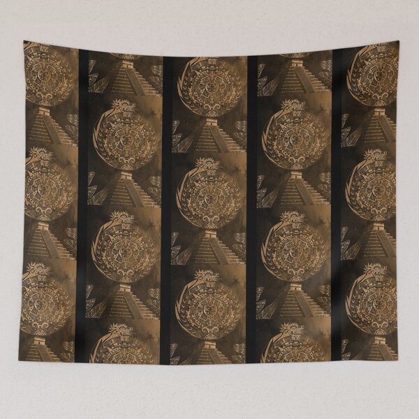 Item preview, the aztec calendar in dragon quetzalcoatl night in brown  designed and sold by Blassingyar.