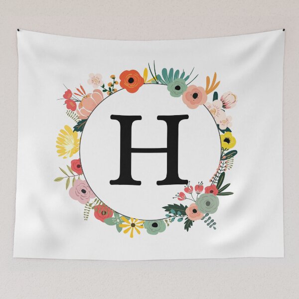Item preview, Letter H Monogram with Flowers designed and sold by ShirleyDee.