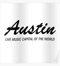 Austin live music (black) Poster
