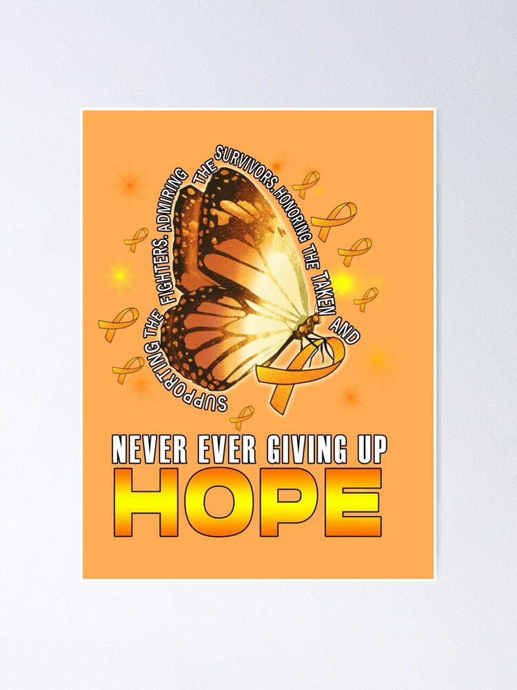 Gold Childhood Cancer Awareness Butterfly, Cancer Ribbon Butterfly Poster  for Sale by manzee