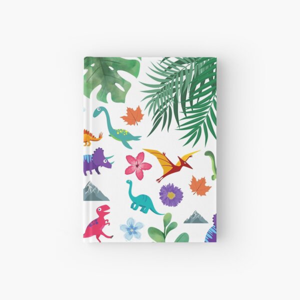 Colorful, cute dinosaur prints Hardcover Journal