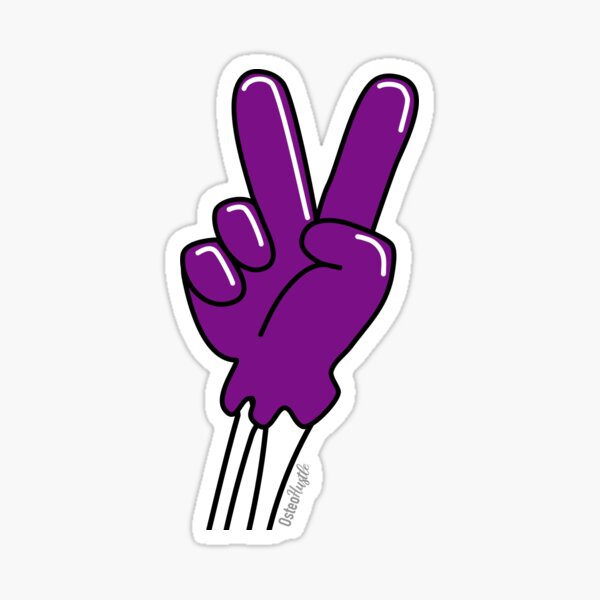 Cartoon Bone Purple Glove Peace Sign Sticker | Osteohustle Sticker