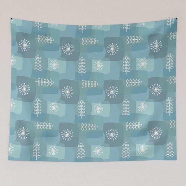 Item preview, Vintage look print in blues and greens designed and sold by MHen.