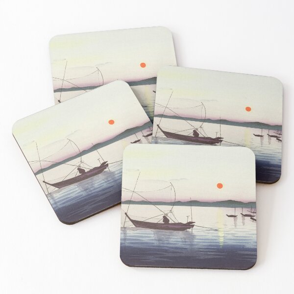 Item preview, Boats and setting sun (1900-1936) by Ohara Koson designed and sold by FideliDesigns.