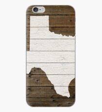 Texas State Shape Map White Paint on Wood Planks iPhone Case