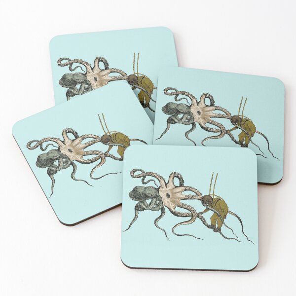Item preview, Vintage Helmet Diver Observing a Giant Octopus Underwater URM designed and sold by urmaddad.