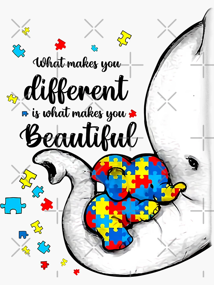 Interchangeable or Permanent Glitter Autism Awareness Elephant