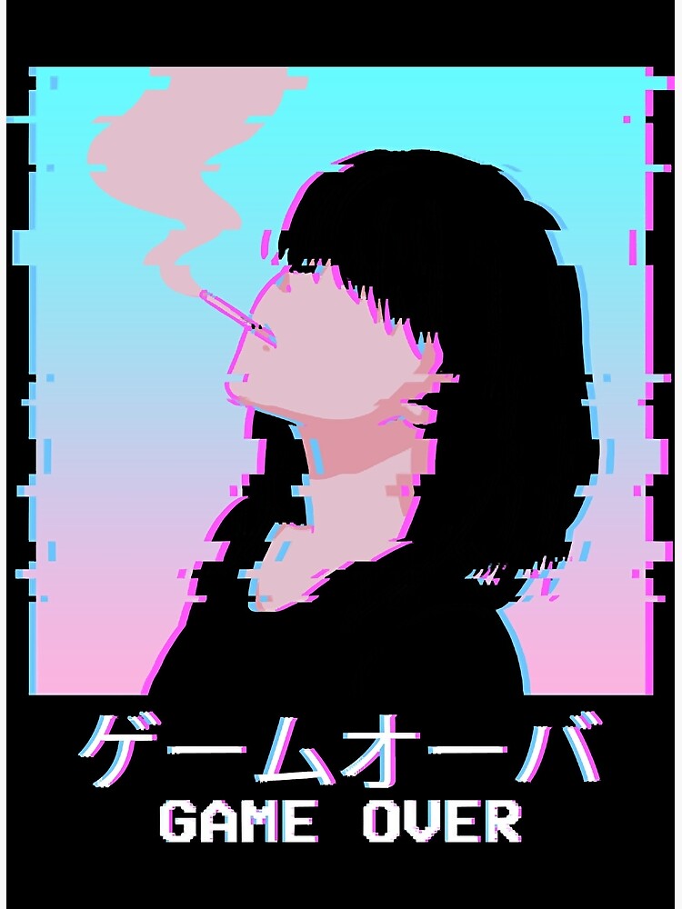 Vaporwave Aesthetic Sad Anime Boy Game Over Japanese Lofi iPhone