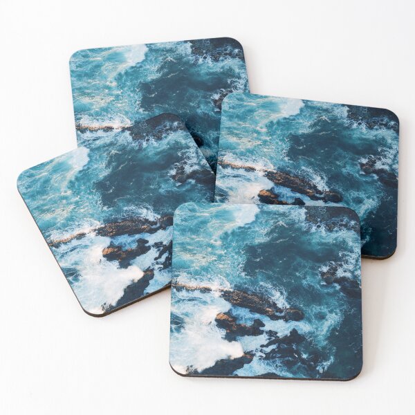 Item preview, Ocean Blue waves Crashing into Lava Rocks designed and sold by KuroiVisuals.