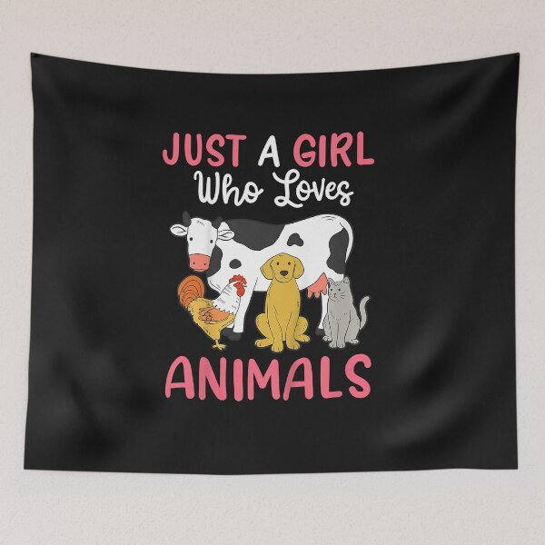 Item preview, Kids Cow Chicken Dog Cat Just A Girl Who Loves Animals T-Shirt designed and sold by tinhpham.