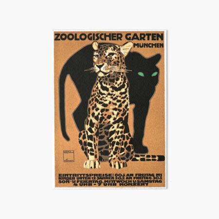 1912 DEUTSCHLAND Münchner Zoo Leopard und Panther Poster Galeriedruck