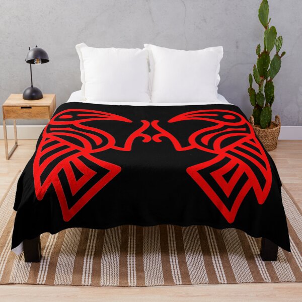 Item preview, Germanic Ravens Black background Red Lines designed and sold by Odinist.