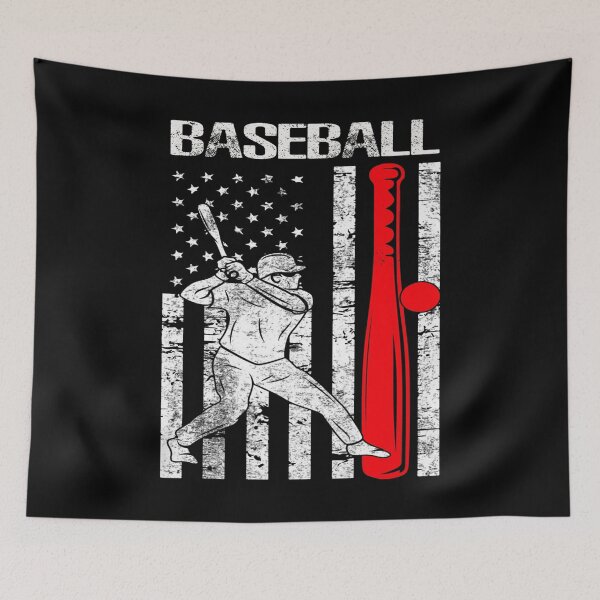 Aperçu de l'œuvre Baseball Drapeau américain Joueur de baseball Baseball Patriotique Premium créée et vendue par JethroShop.