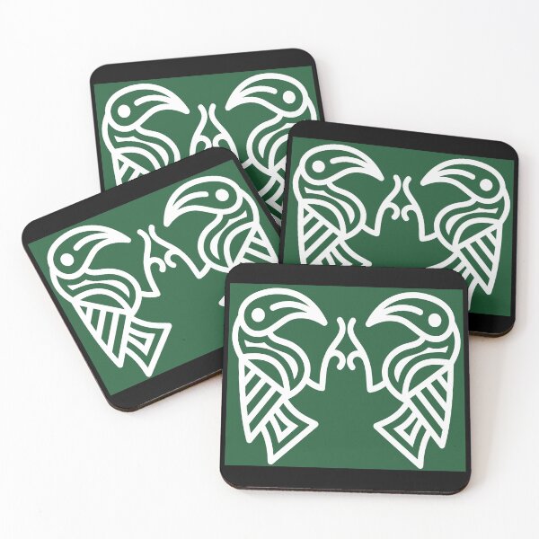 Item preview, Germanic Ravens Green background White Lines designed and sold by Odinist.